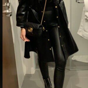 Leather Belted Trench Coat | Size 4